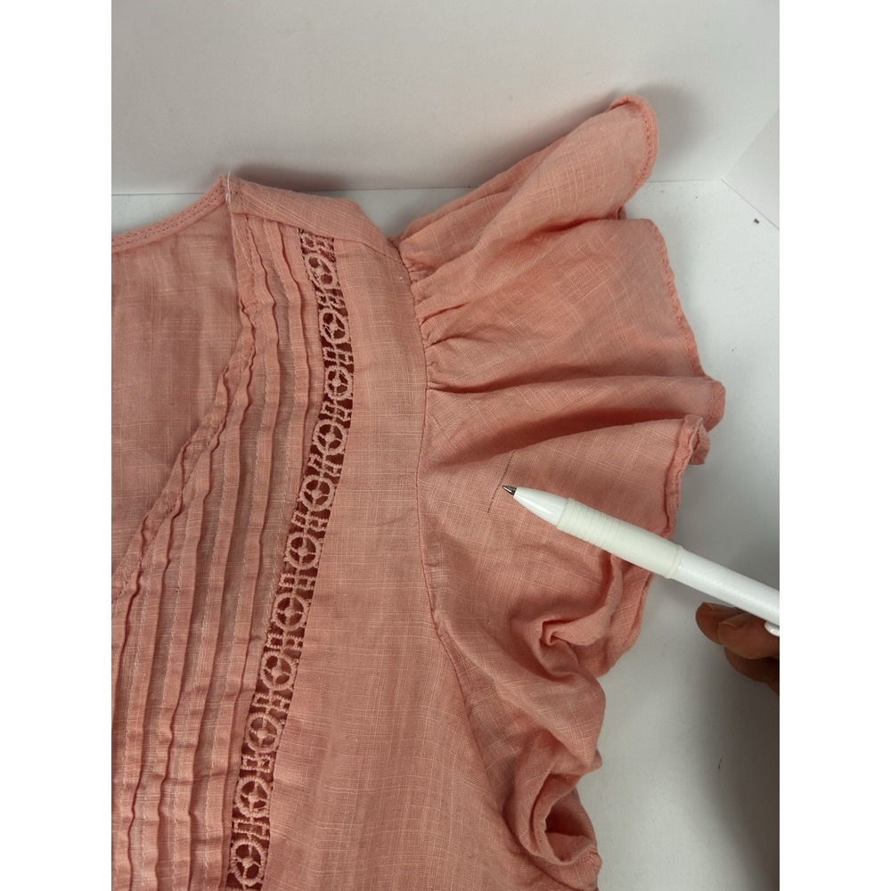 Peach Cropped Ruffled Milk And Honey Embroidered Women's Top Sz Medium - Picture 5 of 6